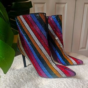 INC (International Concepts), 8.5 M, Multicolor Rhinestone Booties